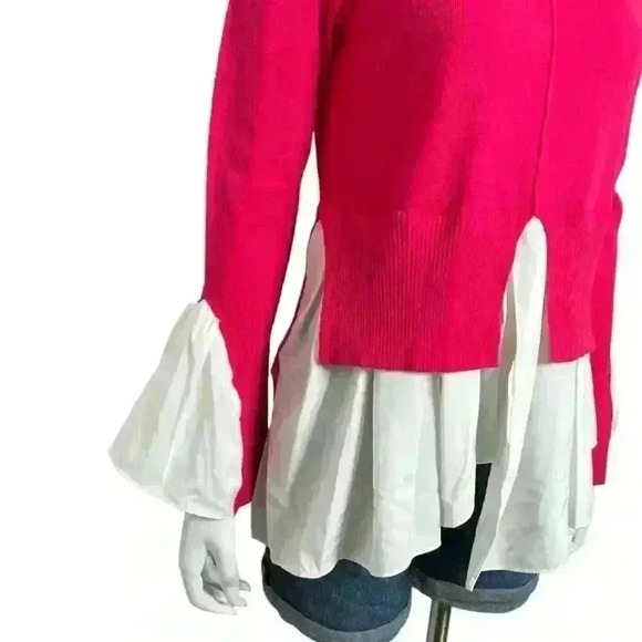 Athena Marie Pink Sweater with White Layered Hem Women’s Size S - Picture 6 of 12